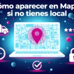 ilustración de un portátil con un mapa de google y una chincheta de ubicación para un negocio de servicios sin local
