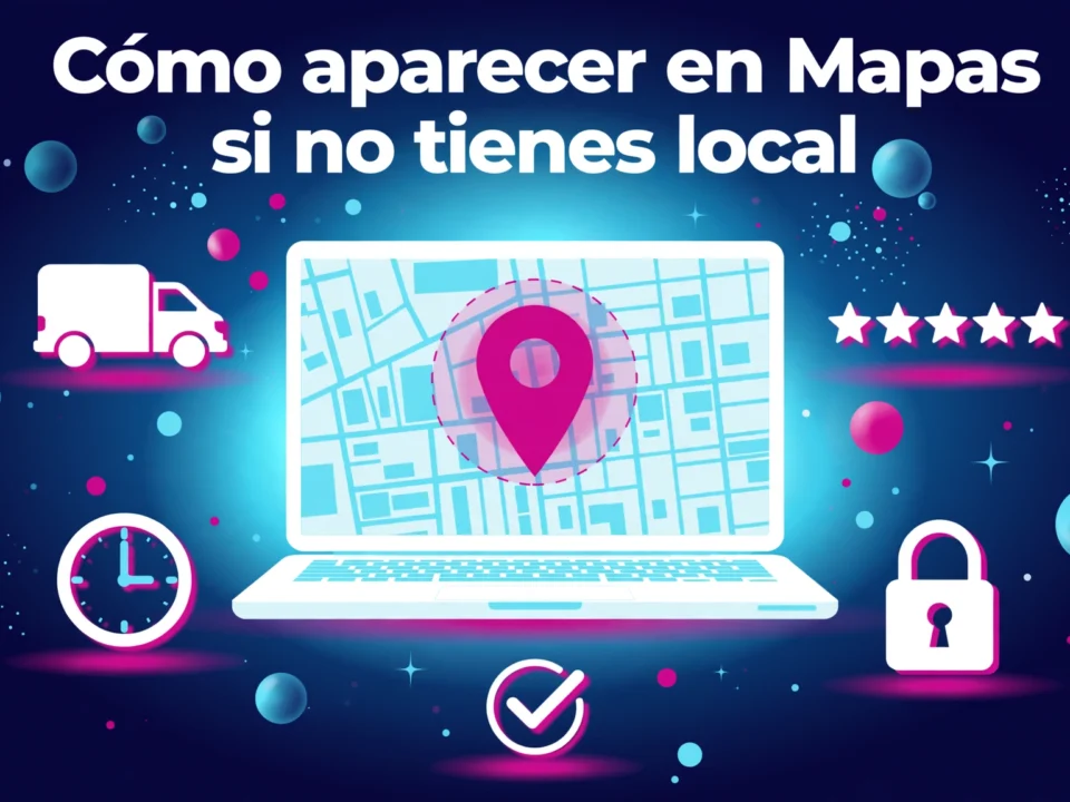 ilustración de un portátil con un mapa de google y una chincheta de ubicación para un negocio de servicios sin local