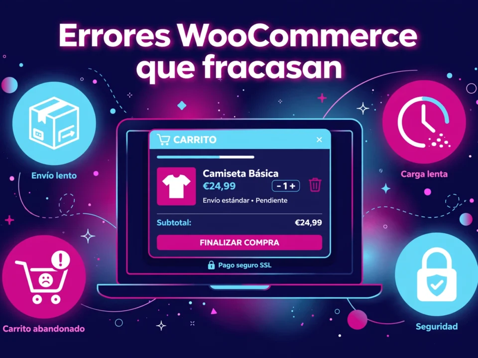 Ilustración de errores comunes en tiendas online WooCommerce que frenan las ventas
