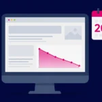 pantalla de ordenador mostrando un artículo con fecha 2021 y gráfica de tráfico cayendo  freshness seo