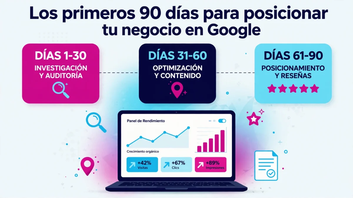 calendario de 90 días con hitos de posicionamiento seo para un negocio nuevo